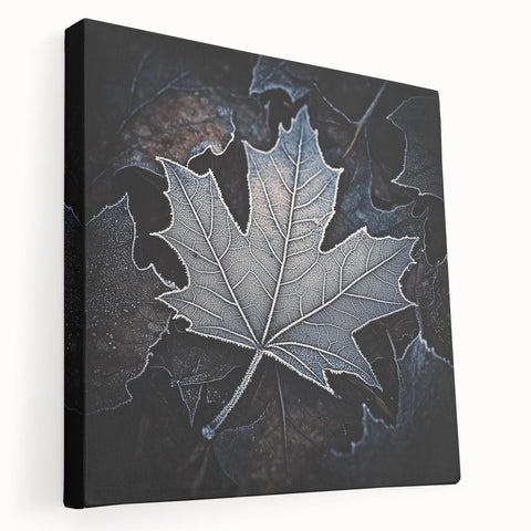 Close-up of green leaves on a large stretched canvas, ideal for kitchen wall art.