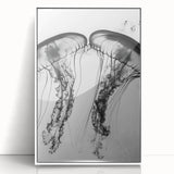 Art deco poster featuring close-up water imagery in muted blue and white hues, acrylic framed.