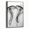 Black and white framed canvas depicting a close-up water landscape, ideal for bedroom wall art.