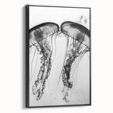 Black and white framed canvas depicting a close-up water landscape, ideal for bedroom wall art.