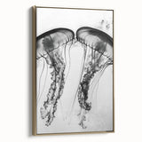 Framed canvas featuring a close-up water landscape in muted blue and gray tones, ideal for bedroom wall art.