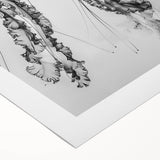 Art deco poster featuring close-up water imagery in cool blue tones on rolled canvas, ideal for dining room wall art.