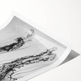 Extra large wall art featuring line art flowers in black on a white background, ideal for large living room decor.