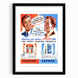 Retro Field-Day Shaving Poster - Vintage Bathroom Wall Art Print
