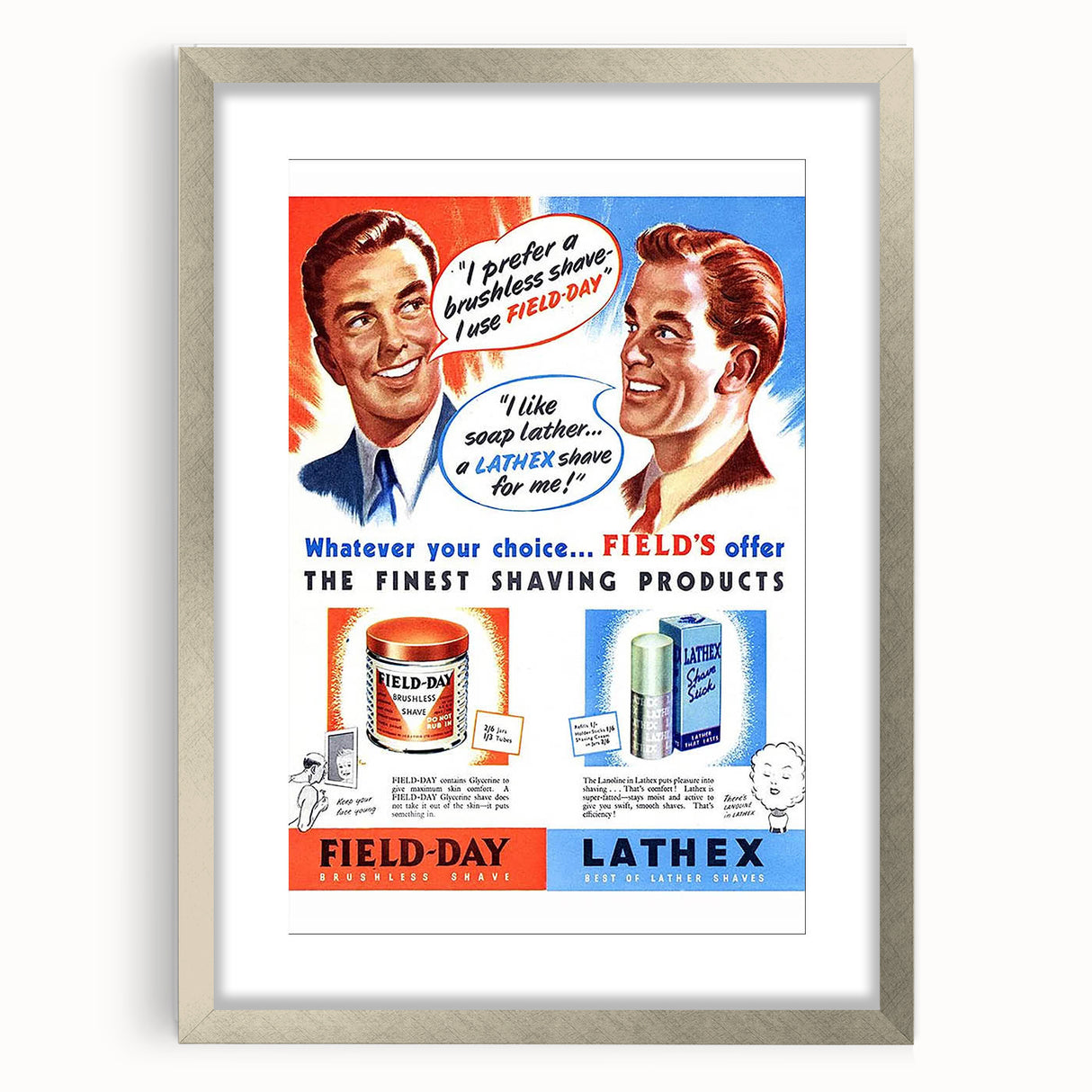 Retro Field-Day Shaving Poster - Vintage Bathroom Wall Art Print