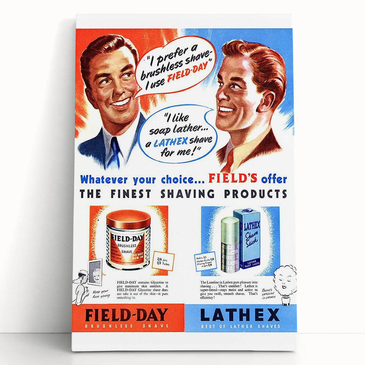 Retro Field-Day Shaving Poster - Vintage Bathroom Wall Art Print