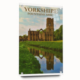 Retro Yorkshire Fountains Abbey Poster – Vintage Travel Print
