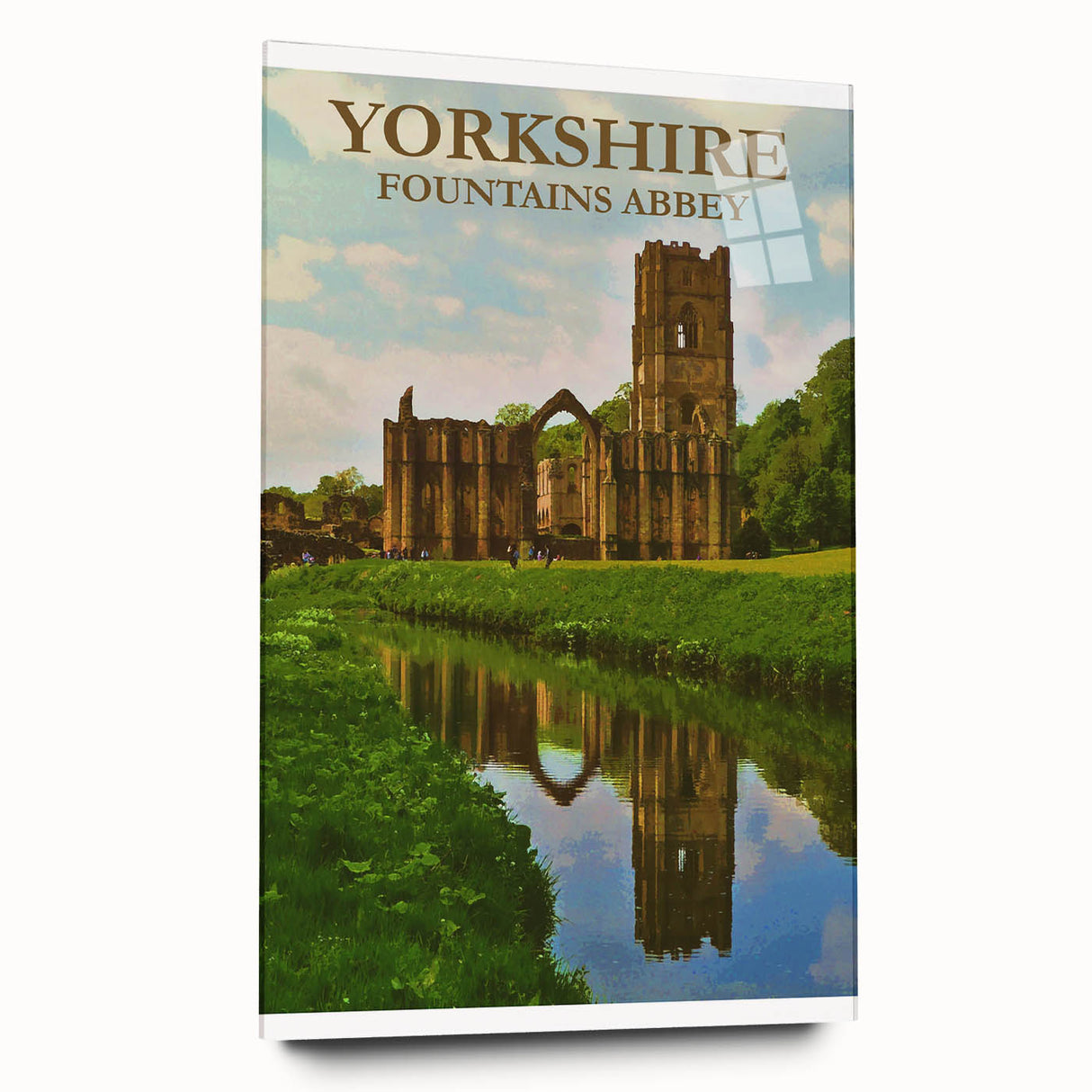 Retro Yorkshire Fountains Abbey Poster – Vintage Travel Print