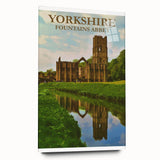 Retro Yorkshire Fountains Abbey Poster – Vintage Travel Print
