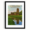Retro Yorkshire Fountains Abbey Poster – Vintage Travel Print