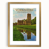 Retro Yorkshire Fountains Abbey Poster – Vintage Travel Print