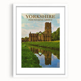 Retro Yorkshire Fountains Abbey Poster – Vintage Travel Print