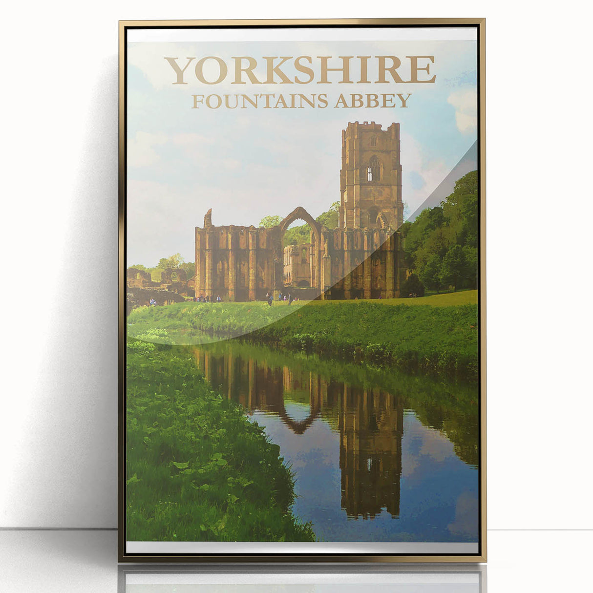 Retro Yorkshire Fountains Abbey Poster – Vintage Travel Print