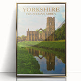 Retro Yorkshire Fountains Abbey Poster – Vintage Travel Print