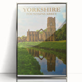 Retro Yorkshire Fountains Abbey Poster – Vintage Travel Print