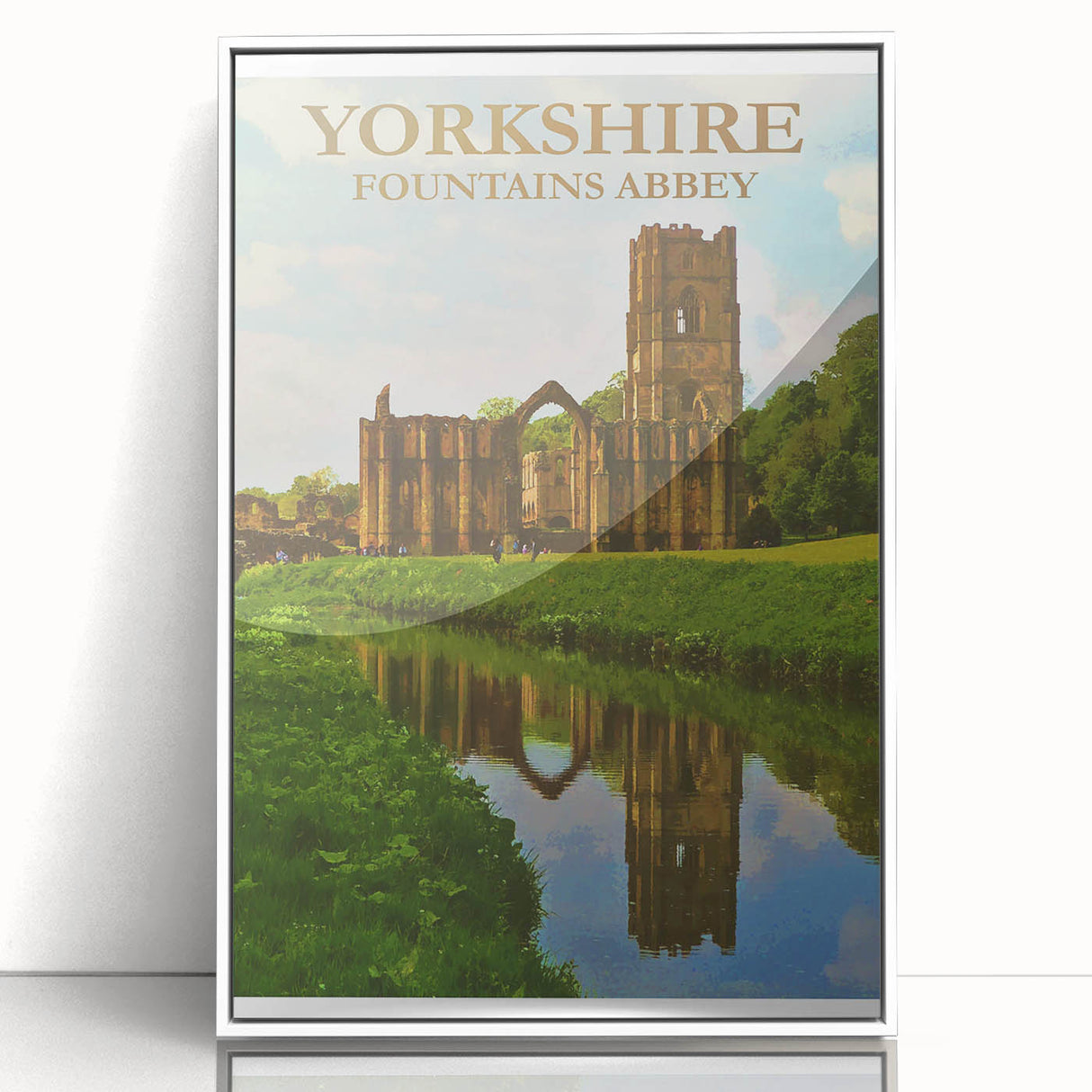 Retro Yorkshire Fountains Abbey Poster – Vintage Travel Print