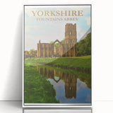 Retro Yorkshire Fountains Abbey Poster – Vintage Travel Print