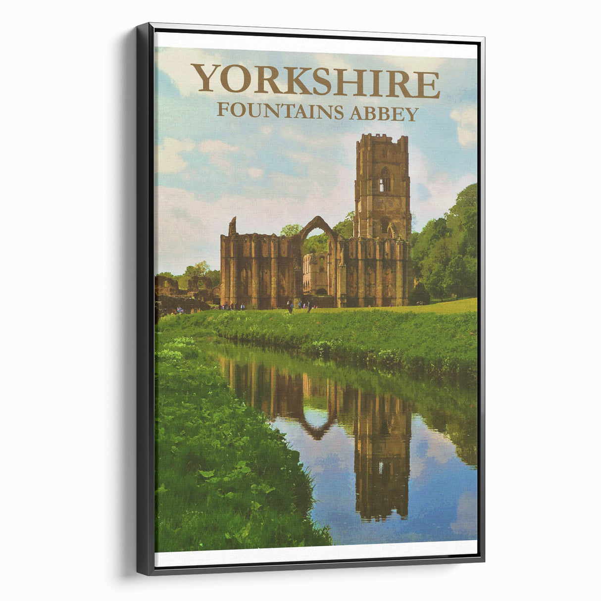 Retro Yorkshire Fountains Abbey Poster – Vintage Travel Print