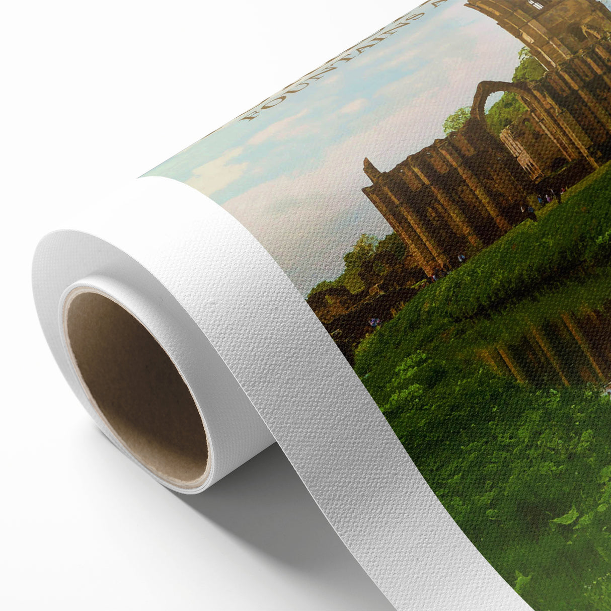 Retro Yorkshire Fountains Abbey Poster – Vintage Travel Print