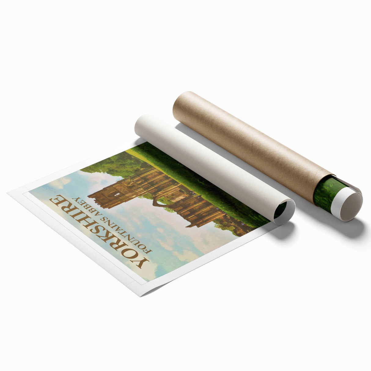 Retro Yorkshire Fountains Abbey Poster – Vintage Travel Print