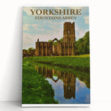 Retro Yorkshire Fountains Abbey Poster – Vintage Travel Print