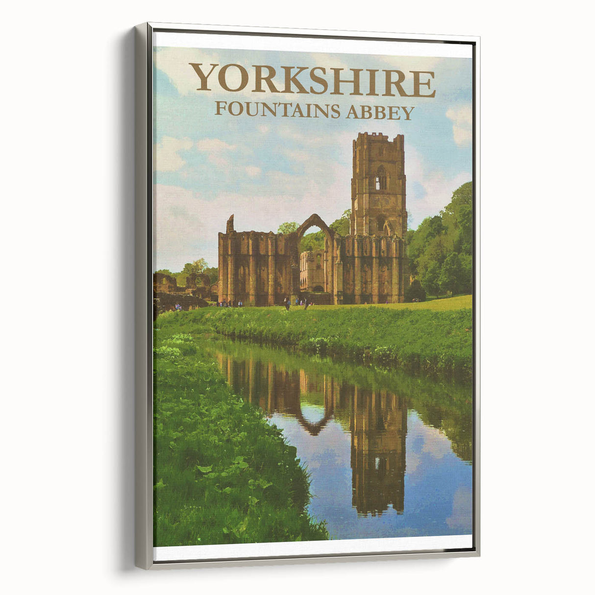 Retro Yorkshire Fountains Abbey Poster – Vintage Travel Print