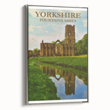 Retro Yorkshire Fountains Abbey Poster – Vintage Travel Print