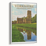 Retro Yorkshire Fountains Abbey Poster – Vintage Travel Print