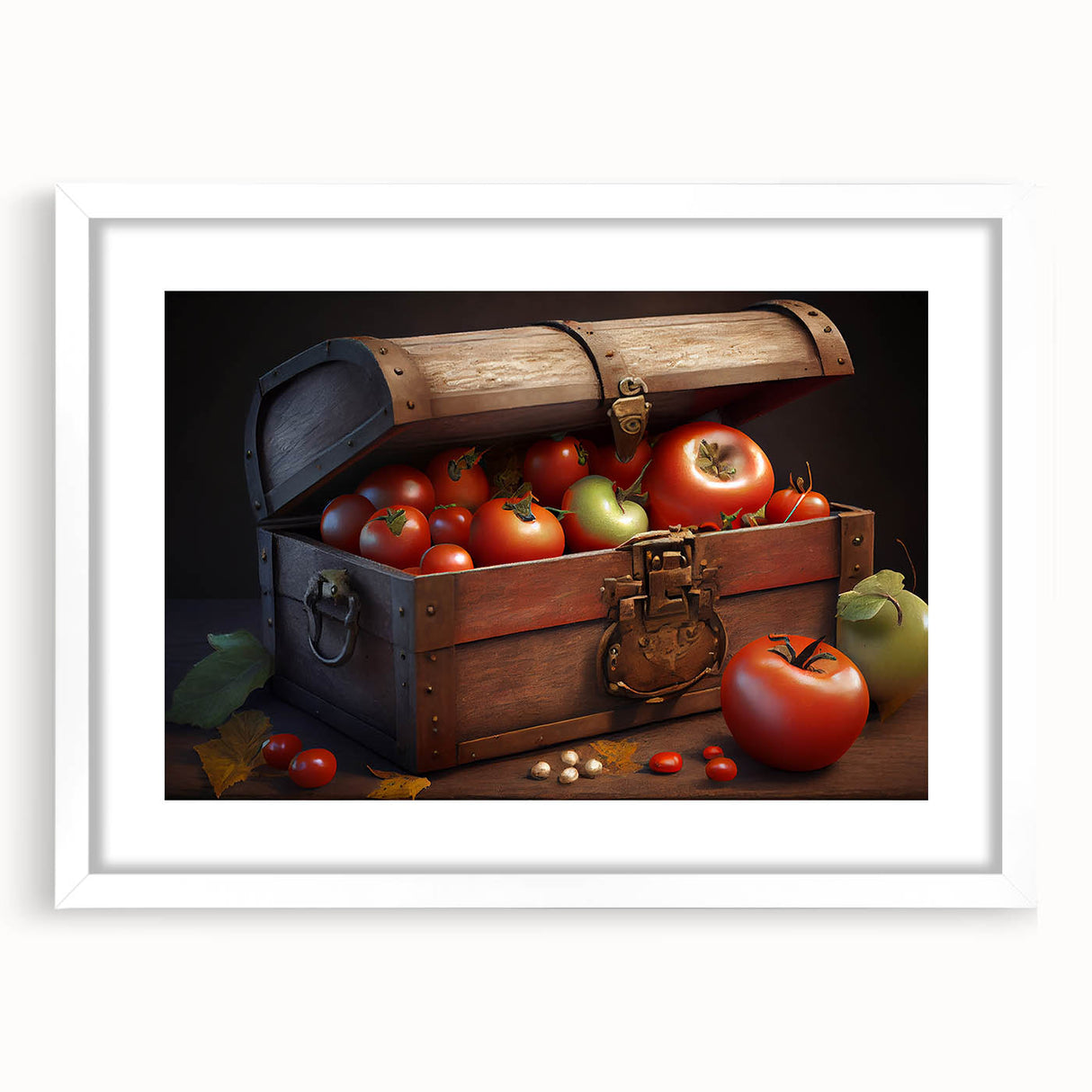 Tomato Treasure Chest Art – Rustic Kitchen Still Life Wall Print