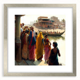 Textured abstract art print depicting a serene Asian landscape in muted earth tones, framed in silver, ideal for bedroom art.