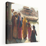 Large art of an Indian landscape on stretched canvas, featuring earthy tones, ideal for kitchen wall art.