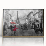 Art deco poster of Paris scenery in muted gold tones on framed acrylic, suitable for modern art wall decor or nursery.