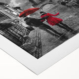 Art deco poster of Paris skyline in muted tones on rolled canvas, suitable for dining room wall art.