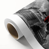 Art deco poster of Paris skyline in pastel shades on rolled canvas, ideal for nursery wall art.