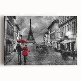 Black and white large art of Paris skyline on stretched canvas, ideal for kitchen wall art or bedroom decor.