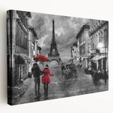 Paris skyline depicted in soft pastel tones on a large stretched canvas, suitable for kitchen wall art.