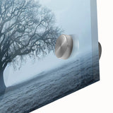 Large abstract acrylic print of a European scenery in muted earth tones, ideal for dining room art.