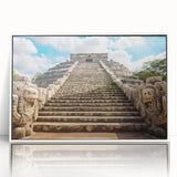 Acrylic print of a Yucatan scenery in art deco style with pastel shades, ideal for modern nursery wall art.
