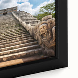 Extra large black wall art featuring a textured depiction of Yucatan, Mexico, with colorful elements on a framed canvas.