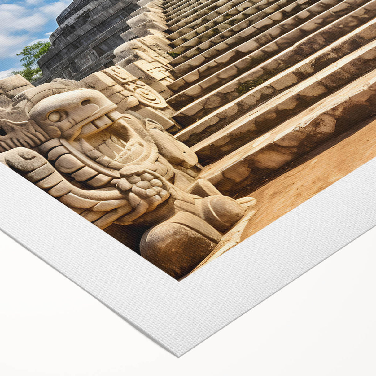 Art deco poster of Yucatan scenery on rolled canvas, featuring pastel colors, suitable for dining room wall art.