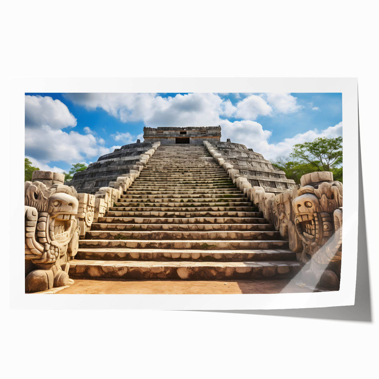 Rolled print of Yucatan scenery with lush greenery and floral elements in bright colors, ideal for art wall dining room.