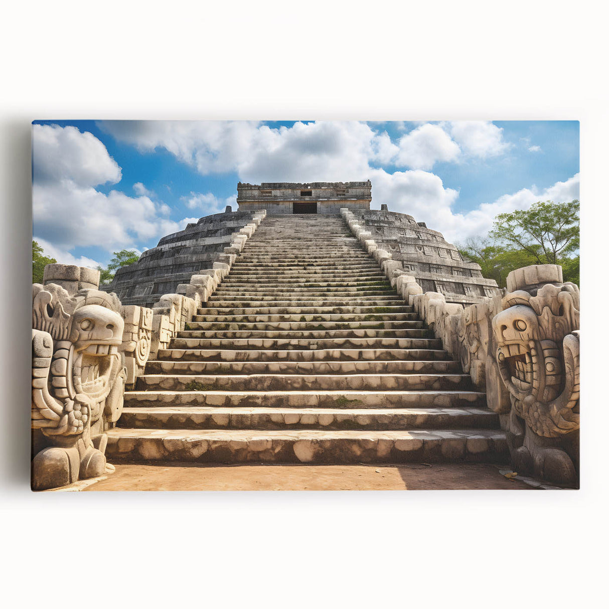 Black and white stretched canvas of Yucatan scenery, ideal for kitchen wall art.
