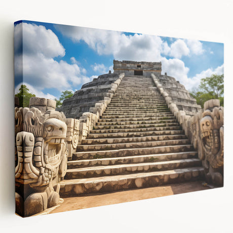 Large art print of Yucatan scenery in muted earth tones on stretched canvas, suitable for kitchen wall art.