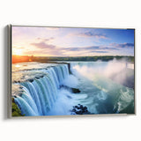 Framed canvas featuring a vintage-style landscape art painting of a Brazilian scene in colorful art tones.