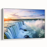 Vintage poster art of a Brazilian landscape on a framed canvas, featuring vibrant colors, ideal for living room decor.