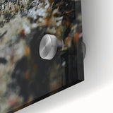 Large abstract wall art depicting autumn hues on acrylic glass, ideal for dining room ambiance.