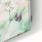 Large abstract wall art on acrylic, featuring swirling pastel colors in a mid-century modernist style.