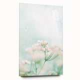 Large abstract wall art depicting spring season in pastel shades on acrylic glass, ideal for bedroom or dining room decor.