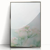 Mid-century modernist art featuring a spring theme in pastel shades on a framed acrylic, ideal for nursery wall decor.