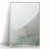 Art deco poster of spring season with pastel shades on white framed acrylic, ideal for nursery wall art.